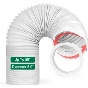 HOXHA Portable Air Conditioner Hose Kit 59 Inch Length 5.9 Inch Diameter AC Vent Hose with 5.9 Inch AC Vent Hose Adapter, AC Replacement Exhaust Hose Anti-Clockwise with Tube Coupler Connector