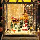 Christmas Snow Globe Lantern, Vintage Window-Style Water Lantern with Music, Glitter Swirl & 6H Timer, Santa Sleigh Scene, USB or Battery Powered Holiday Dcor