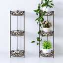 Plant Stand, Heavy Duty Metal Plant Stand Indoor Outdoor, Tall 3 Tiers Plant Shelf for Multiple Plants Pots, Flower Pot Stand for Home, Patio & Garden, Brushed Copper