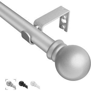 Curtain Rods for Windows 31"- 125", 5/8 inch Small Curtain Rod Sliver Adjustable by Splicing for Bedroom, Living Room, Kitchen and Outdoors