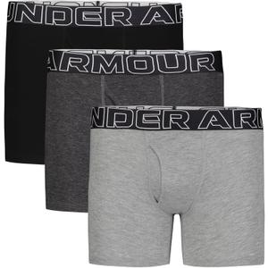 Under Armour Boy's Multipack Performance Cotton Boxerjock Brief, Lightweight & Smooth Stretch Fit, Steel Gray/Black Solid, Large