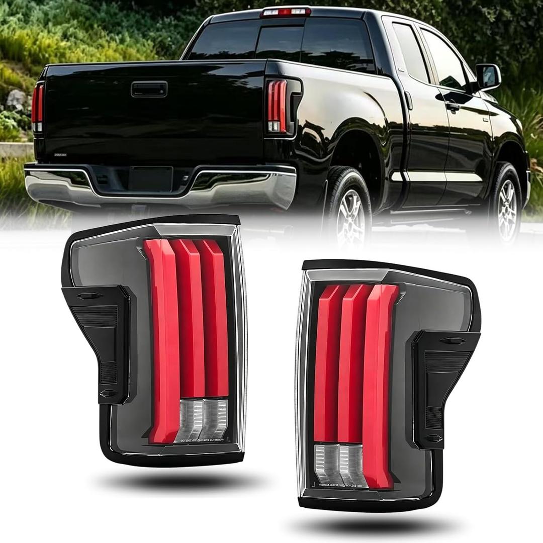 Full LED Tail lights For Toyota Tundra 2007-2013 Taillight Rear Brake Turn Signal Lamp Pair (Milky Red Inner LENSClear Lens)