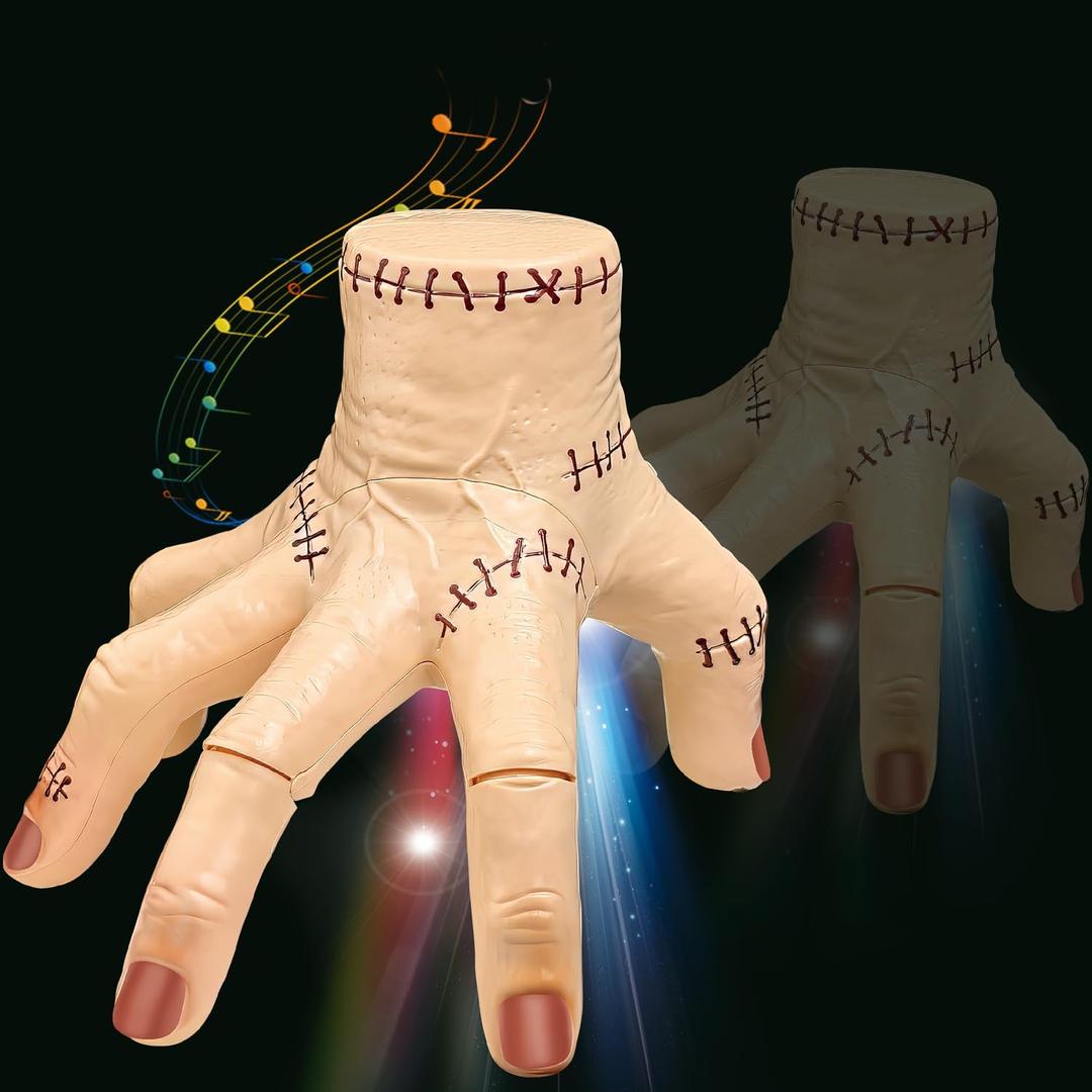 fohuas Halloween Electric Fake Hand Crawling Toys with Music Light for Kids, Cosplay Scary Creepy Props Thing Moving Hand Horror Party Decoration Boys Girls, Practical Joke Toys for Women Children Man (White)