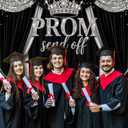 Tingjoo Prom Send Off 2026 Backdrop Black and Silver Graduation Decorations 71 x 78.7 Inch Silver Crown Class of 2026 Congrats Grad Photo Background Banner for Graduations Party Favors