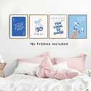 okaxscm Navy Coquette Preppy Cowgirl Wall Art Prints Set of 4, Coastal Cowgirl Decor, Preppy Room Decor Aesthetic, Blue 8 Ball Cherry Bow Wall Decor Posters for Girls Bedroom Dorm, 12x16 Unframed