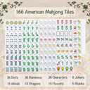American Mahjong Tile Set, 166 Premium Green Tiles, 4 All-in-One Color Racks/Pushers, Mahjong Accessories Mahjong Set Complete with Bag (Ma Jong, Mah-Jongg, Majiang)