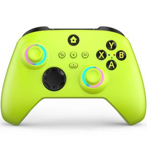 W&O Wireless Controller Compatible With Xbox One, Xbox Series X/S, Xbox One X/S, PC, With RGB LED Light, Mappable Buttons, 3.5mm Headphone Jack, With 2.4GHZ Wireless Adapter Gamepad (Electric Volt)