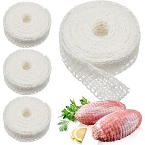 Boyiee 4 Rolls Meat Netting Roll, Size 16 Elastic Smoked Meat Poultry Ham Netting Butcher Twine Cooking String to Tie Making Smoking Drying Ham Sausage