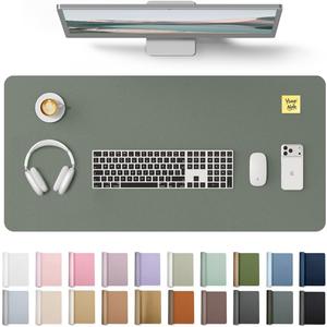 YSAGi Leather Desk Protector, Office Mat, Large Mouse Mat, Non-Slip PU Leather Blotter, Laptop Desk, Waterproof Writing Pad for Office and Home (Dark Green, 31.5" x 15.8")