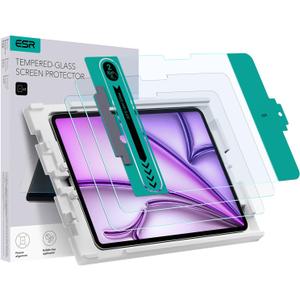 ESR 2 Pack Screen Protector for iPad Air 13 Inch M3/M2 (7th/6th Generation, 2025/2024), 9H Tempered Glass Film with Easy Application Tray, Scratch Resistant, Bubble Free, HD Clarity, Touch Sensitive (Classic)