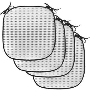 Lunarable Geometric Chair Cushion Pads Set of 4, Grid with Dots of The Different Size from Bigger to The Smaller Image Pattern, Anti-Slip Seat Padding for Kitchen & Patio, 16"x16", Grey White