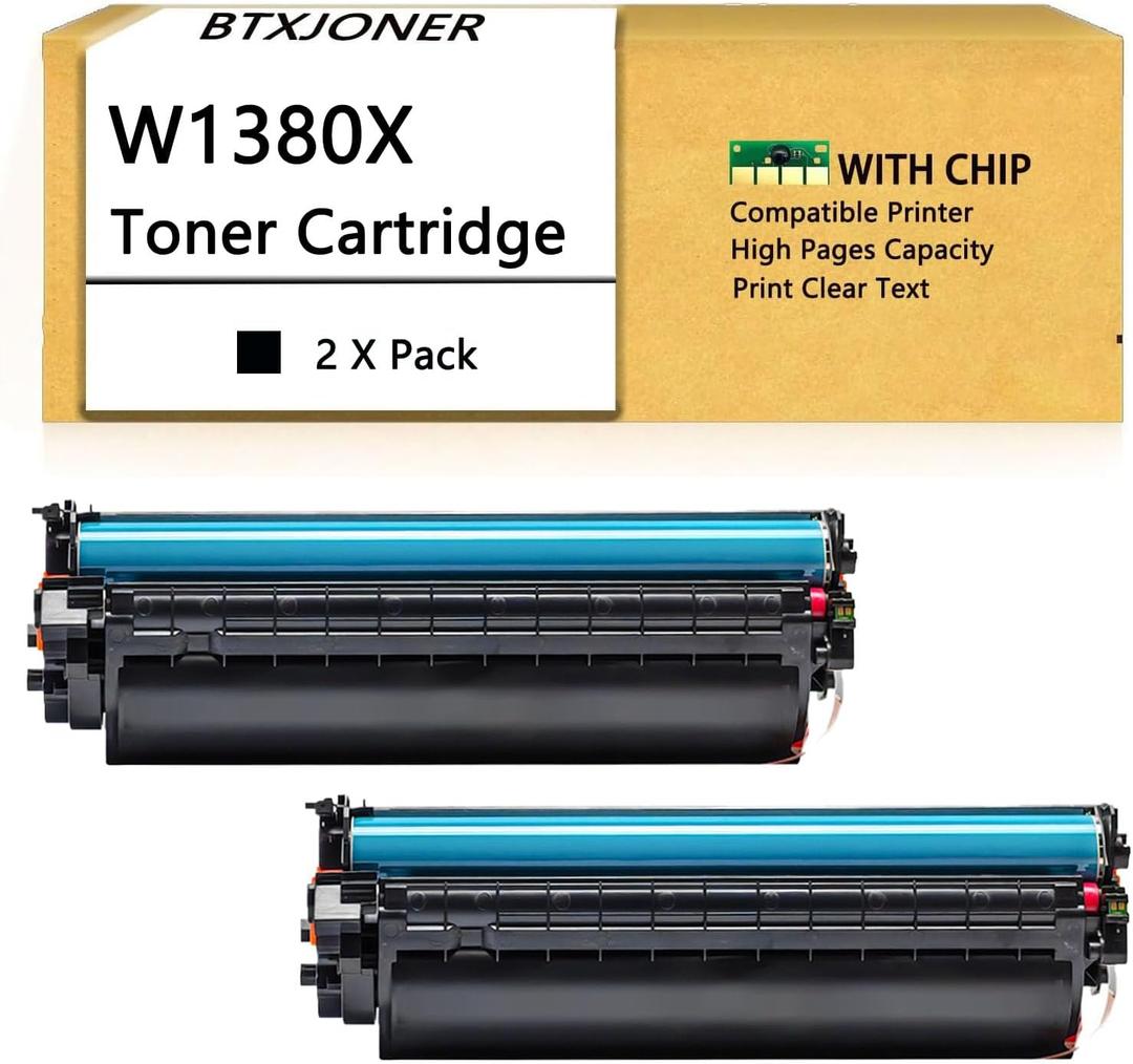 Compatible for HP W1380X 138X 138A W1380A High Capacity Volume Replacement with Laserjet Pro 3001dn 3001dw MFP3101 fdn 3101fdw Printer,4000 Pages,Black-2 Pack