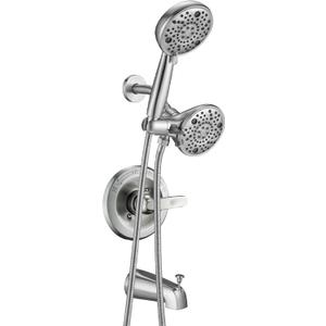 Replacement 5" Dual Shower Combo Faucet Tub Trim Kit for Delta 13/14 Series, High Pressure Round Rain Shower Head& Handheld Set, Faucet System, Brushed Nickel (Valve& Catridge Not Inclued)