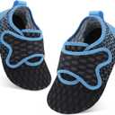 XIHALOOK Toddler Water Shoes Kids Boys Girls Quick Dry Beach Swim Pool Barefoot Aqua Socks (4-5 Infant, Black Blue)
