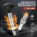 UF575 Ignition Coil Pack and Iridium Spark Plugs Set of 4 Compatible with Audi A3 A4 A5 Q3 Q5 RS4 Volkswagen Beetle Jetta Golf Seat Altea Leon 2004-2018 2.0L 4.2L Replaces#UF529,C1627, XP3922