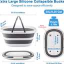 Extra Large Collapsible Bucket 35L Mop Bucket With Handles & Wheels, Plastic Wash Basin Pet Bath Tub for Puppy Dogs Cats, Folding Laundry Basket Clothes Storage Organizer RV Outdoor Camping Essentials