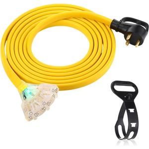 15 FT Flat RV Generator Adapter Cord Compatible with NEMA TT-30P to 3X 5-20R/5-15R, 30A to 110V 15/20 A Household Outlet Adapter, 10 Gauge Flat RV Generator Extension Cord, ETL Listed (Yellow) 15 FT Flat RV Generator Adapter Cord Compatible with NEMA TT-30P to 3X 5-20R/5-15R, 30A to 110V 15/20 A Household Outlet Adapter, 10 Gauge Flat RV Generator Extension Cord, ETL Listed (Yellow)