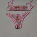 SOLY HUX Bathing Suit for Women Two Piece Floral Print Tie Back Swimsuit Bikini Sets ,Size XL