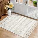 SERISSA 2x3 Rugs for Entryway, Washable Non-Slip Light Brown Small Area Rug, Soft Low-Pile Boho Geometric Indoor Entry Rug Door Mat Indoor Entrance Front Door Carpet for Bathroom Kitchen Bedroom