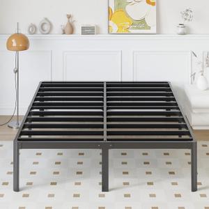 Yicensen 14 Inch Full XL Bed Frame No Box Spring Needed Heavy Duty Metal Full XL Platform Bed Frame with Rounded Corner Legs, Easy Assembly, Noise Free, Black