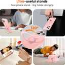 Magnetic Ring Stand Case for iPhone 14 Pro Max - 120° rotatable Stand, N52 Magnet, Non-Slip, Matt Transparent Back, Easy to Clean, Shockproof, Military Standard Drop Protection (Pink)