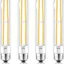 T10 7.3 Inch LED Bulb 6W (60W Equivalent) 2700K Warm White Edison Light Bulb 600lm Dimmable Long Tubular E26 LED Bulb for Rustic Pendant, Industrial Pipe, Wall Sconces, Chandeliers (4-Pack)