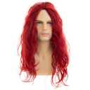 Baruisi Long Curly Wavy Red Wigs for Men Synthetic Natural Party Halloween Cosplay Hair Wig
