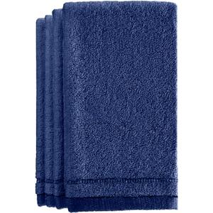 Creative Scents Cotton Fingertip Towels Set Blue - 4 Pack - 11 x 18 Inches Decorative Small Extra-Absorbent and Soft Terry Towel for Bathroom - Powder Room, Guest and Housewarming Gift (Navy Blue)