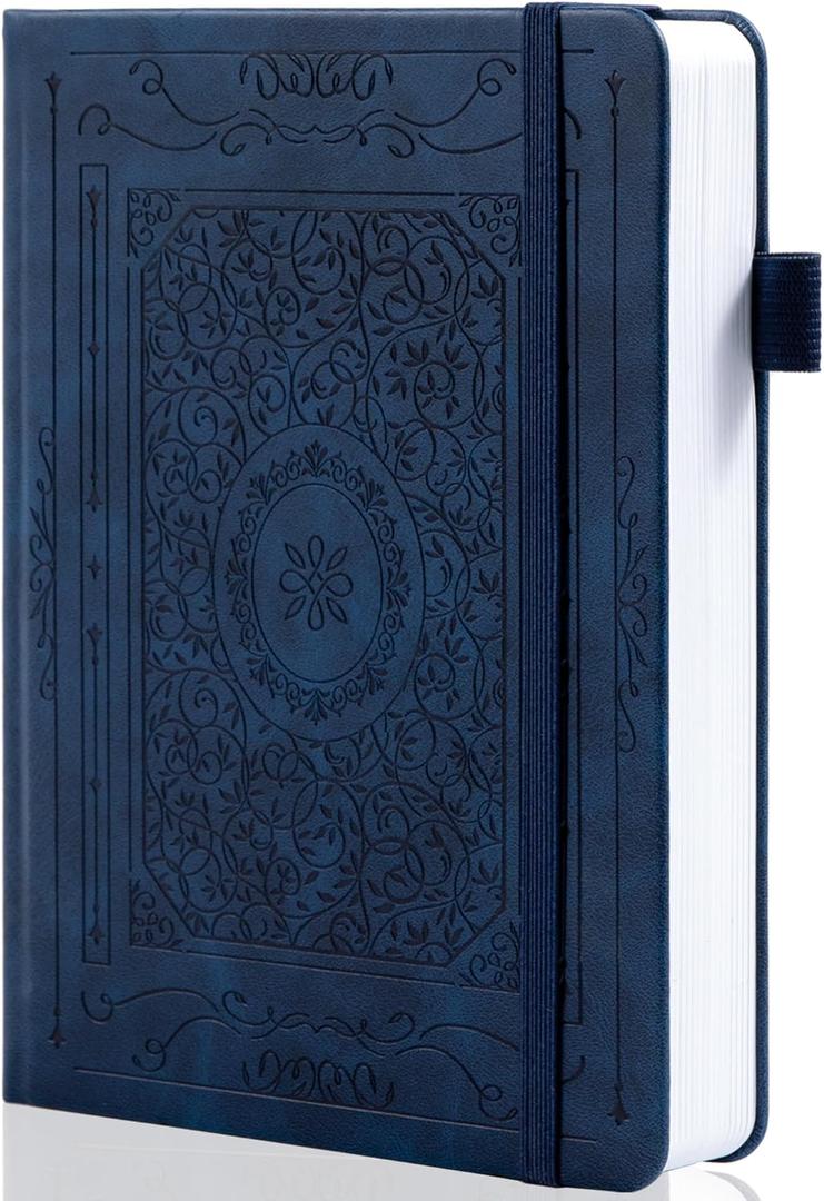 TIEFOSSI Dotted Journal Notebook, 160gsm 190 Numbered Thick Paper, A5 Hardcover Dotted Grid Diary for Women Men Work Writing, Journaling, Drawing, 5.8 x 8.3 in (Blue)