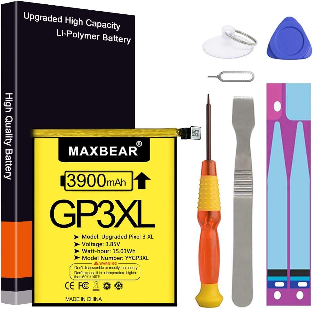 Pixel 3 XL Battery, (Upgraded) MAXBEAR 3900mAh 3.85V Li-Polymer Replacement Battery for HTC Pixel 3 XL G013C with Repair Tool Kit
