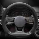 Carodi Suede Carbon Fiber Steering Wheel Cover Car Non-Slip Leather Car Interior Fitting 15-inch UniversalD-Shape,Black