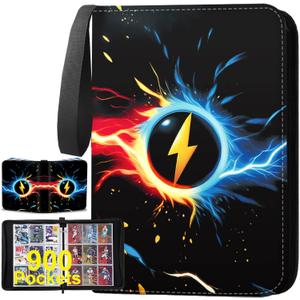 Trading Card Binder 9-Pocket, 900 Pockets Collectible Trading Card Album with 50 Removable Double-Sided Pages for MTG, TCG Game Cards and Sports Cards Storage - Black