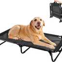 Elevated Dog Bed, Foldable Pet Bed with No Assembly, Cooling Raised Bed with Breathable Mesh, No-Slip Feet Durable Dog Cots Beds for Indoor & Outdoor Use, Black (L:43"x23"x7")