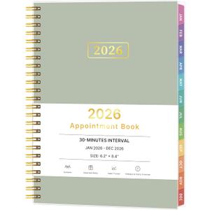 2026 Appointment Book, 30 Minutes-Hourly, Weekly  Monthly Calendar Planner 2026, Jan 2026 - Dec 2026, 6.2'' x 8.4'', 2026 Daily Planner with Tabs Pocket, Flexible Cover, Great for Office, Home, School (Bronze)