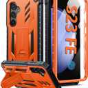 FNTCASE for Samsung Galaxy S23-FE Case: Military Grade Protective Hard Phone Case with Kickstand | Screen Protector | Shockproof TPU Full Protection Drop Proof Phone Cover for Galaxy S23 FE 5G Orange