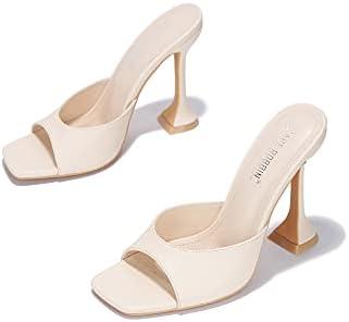 Cape Robbin Lithe Nude Sexy High Spool Heel Open Squared Toe Slip On Pumps. 7.5