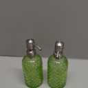 16 oz Diamond Pattern Glass Soap Dispenser, Kitchen and Bathroom Refillable Soap Dispenser with Rust Resistant Stainless Steel Pump for Hand Soap, Lotion Glass Liquid Dispenser(Green-2pack)