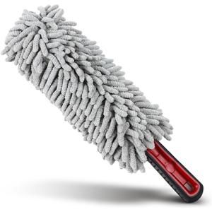 Wuyaoyao Car Duster Interior & Exterior, 13.78" Soft Microfiber Auto Duster Brush, Lint & Scratch Free Car Detailing Cleaning Brush, Multipurpose Dusting Tool for Office Home Furniture (Light Gray)