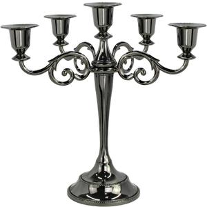 Metal Candelabra 5-Candle 10.1 Inch Tall Candle Holder Stick for Home Wedding Event and Party Festival,Black (Black-regular Style)