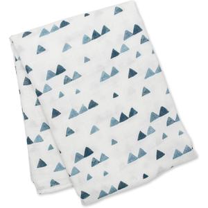 lulujo Baby Muslin Silky Soft Swaddling Blanket, Navy Triangles, 47 x 47-Inches