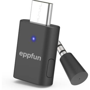 eppfun USB C Bluetooth Adapter for ps5/PS4, Dual Connection Wireless Audio Adapter Low Latency Dongle with 3.5 mm Analog Mic for PC, Mac, Phone