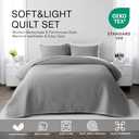 Max Oversized California King Quilt Set  112"x106" Soft Washed 3-Layer Lightweight Bedspread with Multi-Lock Quilting, Minimalist Nordic Bedding, All-Season Quilt Set (1 Quilt + 2 Pillow Shams) Grey
