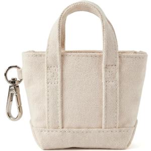 Sadnyy 1 Pcs Mini Tote Bag Keychain for Coin Purse Charm White Cotton Small Change Purse Pouch Charm Portable Backpack Pendant Key Storage, 3 x 2.75 Inches