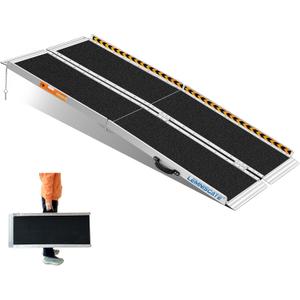 LEMNISCATE Portable Wheelchair Ramp 5FT, Non-Slip Aluminum Handicap Ramp with Handle, Folding Wheel Chair Ramps for Homes Steps, Stairs, Entry, Threshold, Doorways, Scooter, 800LBS Capacity (5FT-Usable height 5-15 inch)