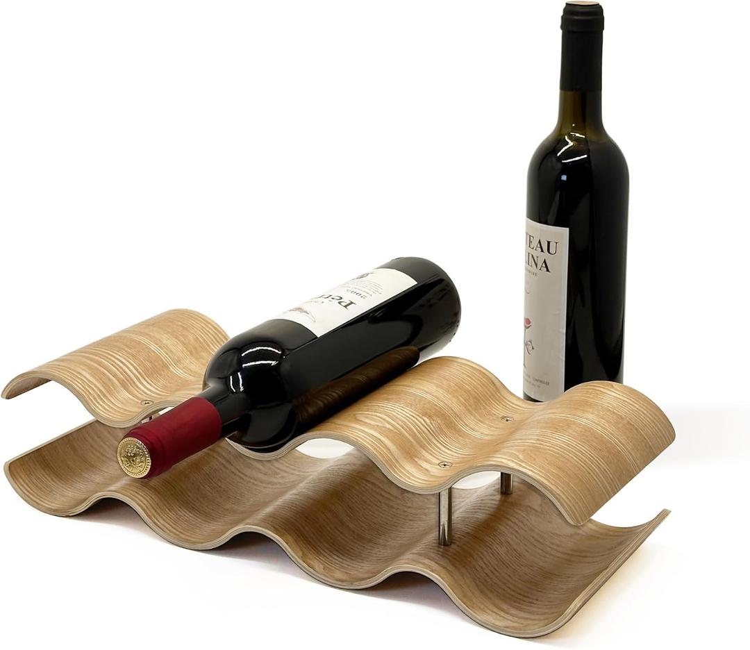 Wine Racks Countertop, 2-Tier Wooden Wine Rack Inserts for Cabinet, Bottle Holder Stand, 7 Bottles Freestanding Wine Storage Cabinet Shelf Organizer for Home Dcor, Bar and Pantry