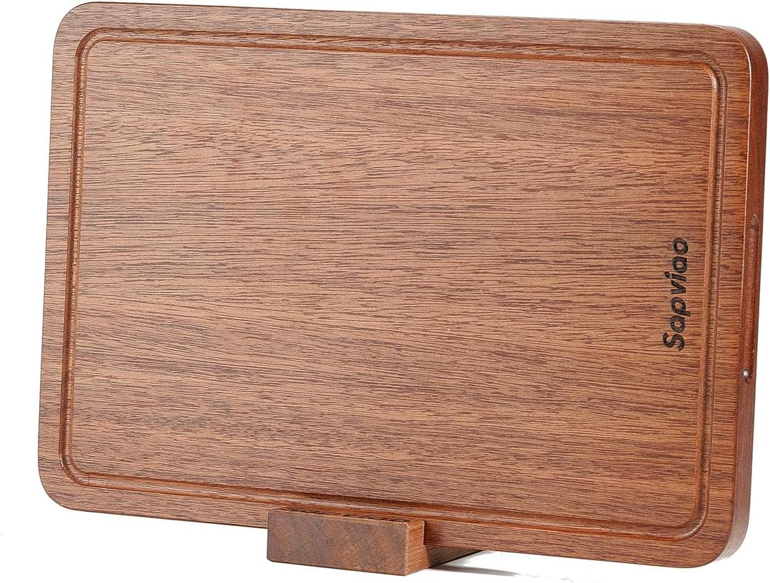 Teak Wood Cutting Board Solid Unibody Design One Piece Ultra Durable Knife Friendly Wooden Chopping Board with DeepJuice Grooves Built in Handles for Kitchen Vegetables Meat 15 X 10.2 IN