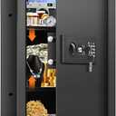 25.6" Tall Fireproof Wall Safes Between the Studs 16" Centers, Hidden Wall Safe with 2 Removable Shelf & Hidden Tray, Heavy Duty Wall Mount Safe for Money, Jewelry, Passport, Valuables (Black)