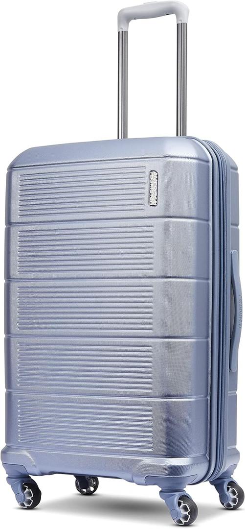 American Tourister Stratum 2.0 Expandable Hardside Luggage with Spinner Wheels, 24" SPINNER, Slate Blue (24-Inch Checked-Medium, Slate Blue)