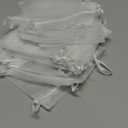 Crweety 50 Pack White Organza Bags 3x4 Inch, Small Mesh Gift Bags for Jewelry Sachet, Elegant Small Mesh Bag Drawstring for Candy Wedding Party Favor, Bridal Shower, Baby Shower & Mothers Day