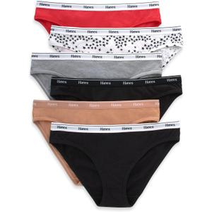Hanes Women's Originals Bikini Panties, Breathable Stretch Cotton Underwear, Assorted, 6-Pack (Basic Color Mix)